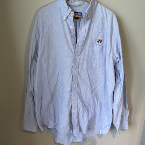 Lands End Men’s Button‎ Down Shirt Notre Dame Embroidered Size 17.5- 37 Tall - Picture 1 of 9
